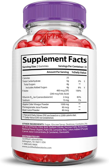 (2 Pack) Pure Slim Keto ACV Gummies Advanced Formula 1000MG PureSlim Keto Gummies Apple Cider Vinegar Formulated with Pomegranate Beet Juice Powder B12 Vegan Non GMO 120 Gummys