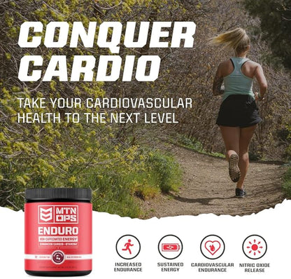 MTN OPS Enduro Nitric Oxide Supplement & Stim-Free Pre Workout - 30 Servings - with Magnesium Citrate, Beet Root Powder, Niacinamide, L Arginine & L Citrulline - Peach Zing Flavor