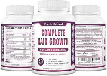 Premium Hair Growth for Women & Men - Hair Growth Vitamins w/ Biotin & Keratin - Prevents Hair Loss & Thinning, Supports Thicker Healthier Hair Growth - Supplement for All Hair Types, 60 Capsules