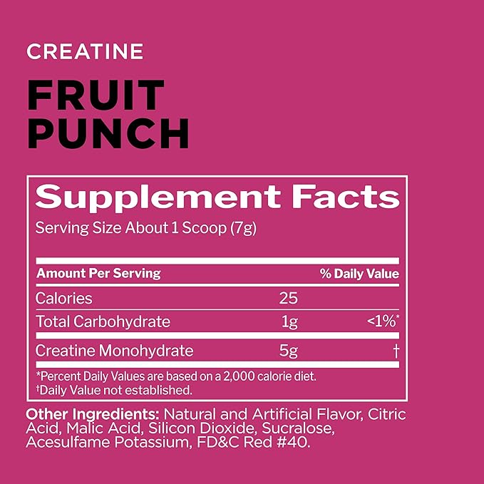 Rule 1 Creatine Powder – Pure Micronized Creatine Monohydrate for High-Intensity Exercise and Lean Body Mass Support, Flavored and Unflavored (60 Servings, Fruit Punch)