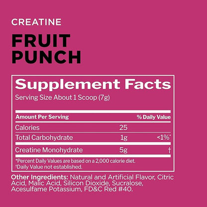 Rule 1 Creatine Powder – Pure Micronized Creatine Monohydrate for High-Intensity Exercise and Lean Body Mass Support, Flavored and Unflavored (60 Servings, Fruit Punch)