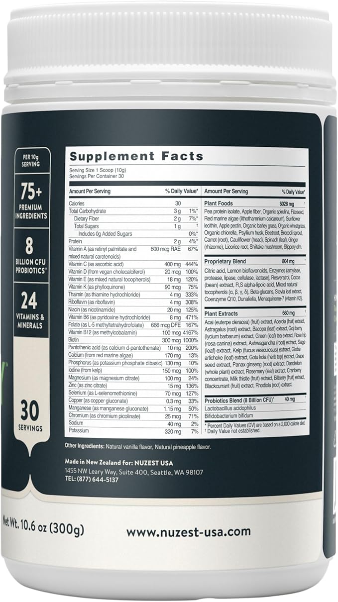 Nuzest Greens Powder Good Green Vitality – Vitamins, Minerals & Superfoods – Vegan Multivitamin Supplement (300g)