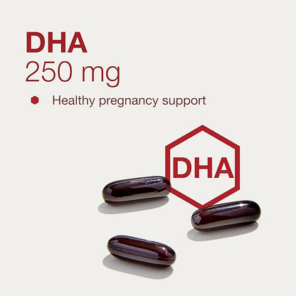 Protocol Pre-Natal Multivitamin with DHA - 250 mg DHA - for Pregnancy & Lactation Support* - with DHA, Calcium, Copper, B12 & Vitamin C - Halal & Dairy Free - 90 Softgels