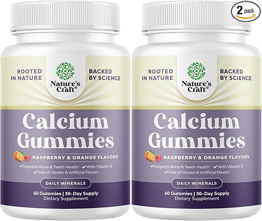 High Absorption Calcium Gummies with Vitamin D3 - Delicious Calcium Gummies for Adults - Chewable Calcium and Vitamin D Supplement for Bone Health and Immune Support - Gelatin-Free 60ct (2 Pack)