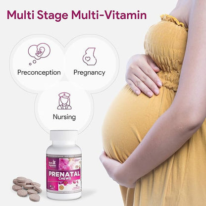 Nutri Supreme Prenatal Vitamin, Chewable Prenatal Vitamins for Women with 800 MCG of Folate, Complete Pregnancy Multivitamin with Iron, Kosher, Cherry Flavor, 90 Count