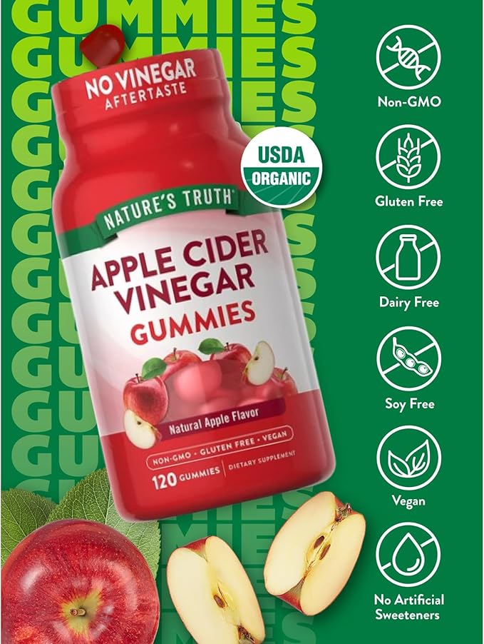 InfiniStore™ Medicine Pouch & Scented Moist Towelette Bundle with Nature Truth Apple Cider Vinegar Gummies, 120 Count, 400mg, Natural Apple Flavor - Non-GMO, Gluten Free, Vegan