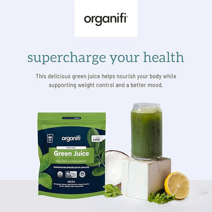 Organifi: GO Packs - Green Juice - Organic Superfood Supplement Powder - 30 Travel Packs - Organic Vegan Greens - Hydrates and Revitalizes
