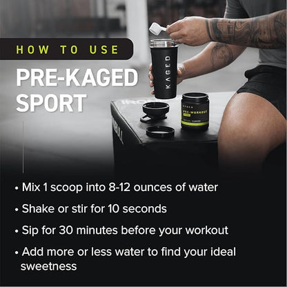 Kaged Pre-Kaged Sport Pre Workout Powder | Mango Lime | Energy Supplement for Endurance | Cardio, Weightlifting Sports Drink | 20 Servings