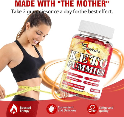 Keto ACV Gummies with B12 – Vegan Apple Cider Vinegar Supplement for Energy Boost and Gut Health, Gluten-Free Formula, 300 Count