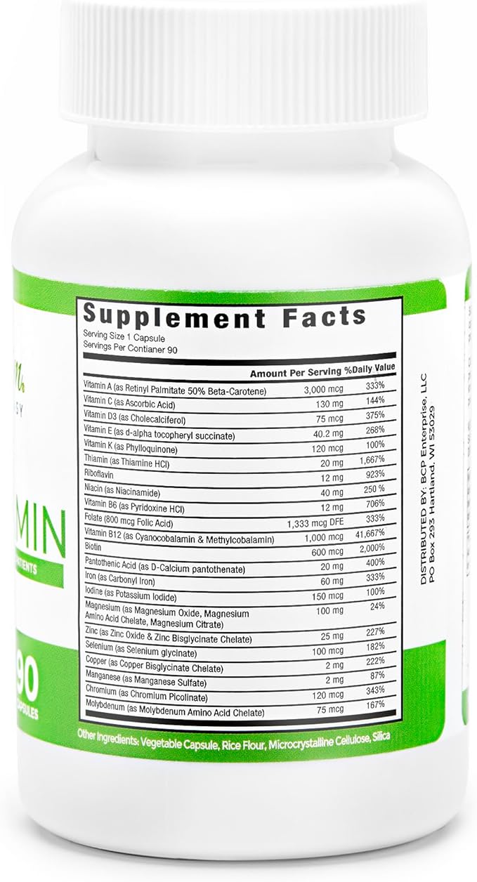 BariSlim Once Daily Bariatric Multivitamin Capsule - 60mg of Iron - Bariatric Vitamin & Supplement for Post Bariatric Surgery Including Gastric Bypass & Gastric Sleeve | 90 Day Supply