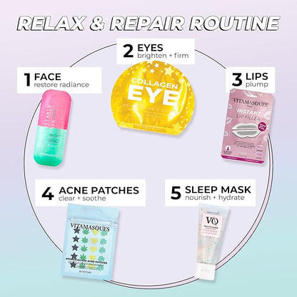 Vitamasques Multivitamin Face Mask, 8-Pack - Hydrating and Nourishing for Radiant Skin, Provides Vitamins B, C & E