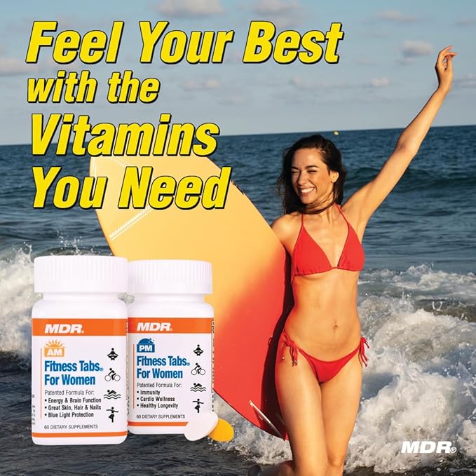 MDR Fitness Tabs Patented Multivitamin for Women Promotes ATP and NAD to Support Energy and Fitness - AM/PM Formulas - 2 Month Supply
