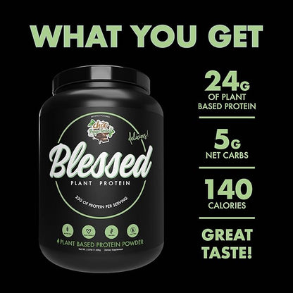 BLESSED Vegan Protein Powder - Plant Based Protein Shake Meal Replacement Powder - 23g of Pea Protein Powder for Women & Men, Dairy Free, Gluten Free, No Sugar Added, 30 Servings (Choc Peppermint)