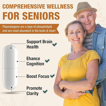Liposomal Brain Supplements for Memory and Focus - Plasmalogen with Curcumin & Vitamin E for Better Absorption- Suitable for Seniors,Adult Men & Women Cognitive Health,High Potency 120 Servings