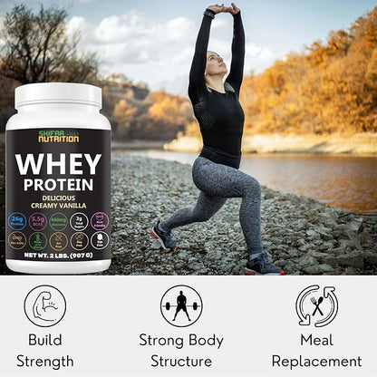 Delicious Creamy Vanilla Halal Whey Protein Powder 2Lbs | 26g Protein, 5500mg BCAAs, and 460mg Glutamine | for Recovery & Lean Muscles | Gluten-Free | Non-GMO | Keto-Friendly
