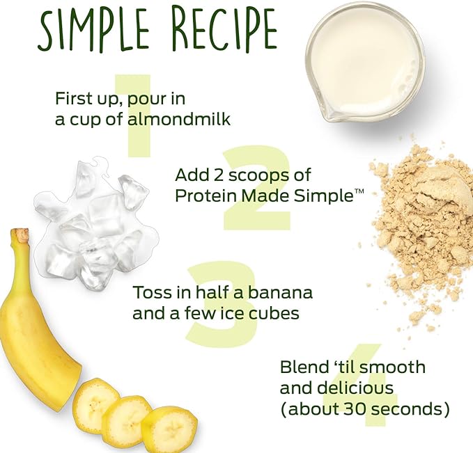 Vega Protein Made Simple, Dark Chocolate - Stevia Free Vegan Protein Powder, Plant Based, Healthy, Gluten Free, Pea Protein for Women and Men, 9.6 oz (Packaging May Vary)