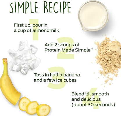 Vega Protein Made Simple Protein Powder, Vanilla - Stevia Free, Vegan, Plant Based, Healthy, Gluten Free, Pea Protein for Women and Men, 9.2 oz (Packaging May Vary)