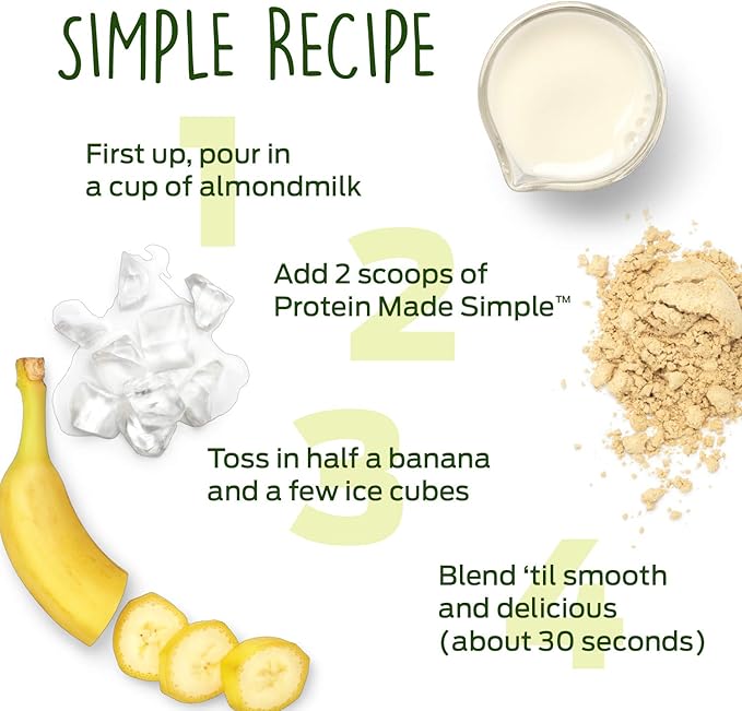 Vega Protein Made Simple Protein Powder, Vanilla - Stevia Free, Vegan, Plant Based, Healthy, Gluten Free, Pea Protein for Women and Men, 9.2 oz (Packaging May Vary)