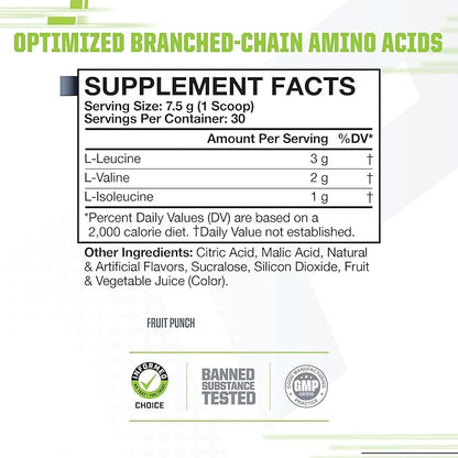 MusclePharm Essentials BCAA Powder, Pre & Post Workout Recovery Drink, Supports Muscle Recovery & Energy Production, Essential Amino Acids Supplement, 30 Servings, Blue Raspberry Flavor