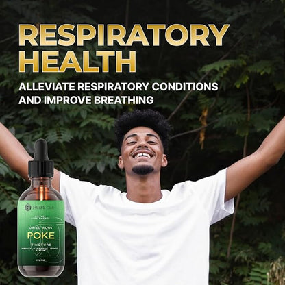 Poke Root Extract – Organic & Pure Lymphatic Drainage Drops - Immune Support Supplements & Detox Formula - Natural Muscle Relaxer & Joint Support for Athletes - Made in the USA - 2 oz