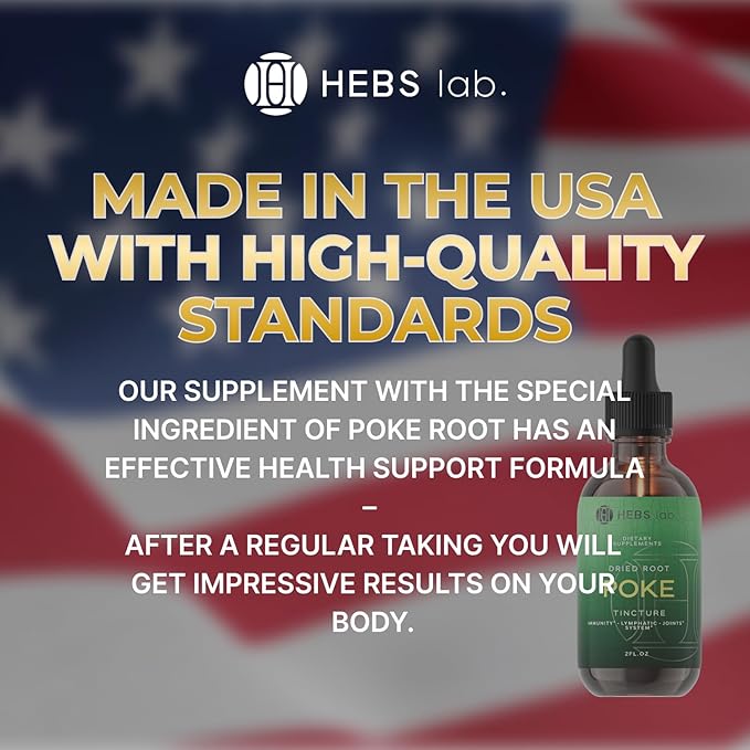 Poke Root Extract – Organic & Pure Lymphatic Drainage Drops - Immune Support Supplements & Detox Formula - Natural Muscle Relaxer & Joint Support for Athletes - Made in the USA - 2 oz