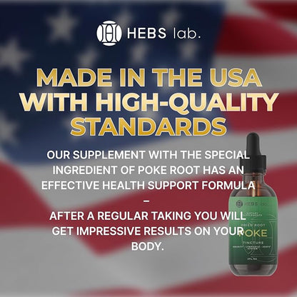 Poke Root Extract – Organic & Pure Lymphatic Drainage Drops - Immune Support Supplements & Detox Formula - Natural Muscle Relaxer & Joint Support for Athletes - Made in the USA - 2 oz