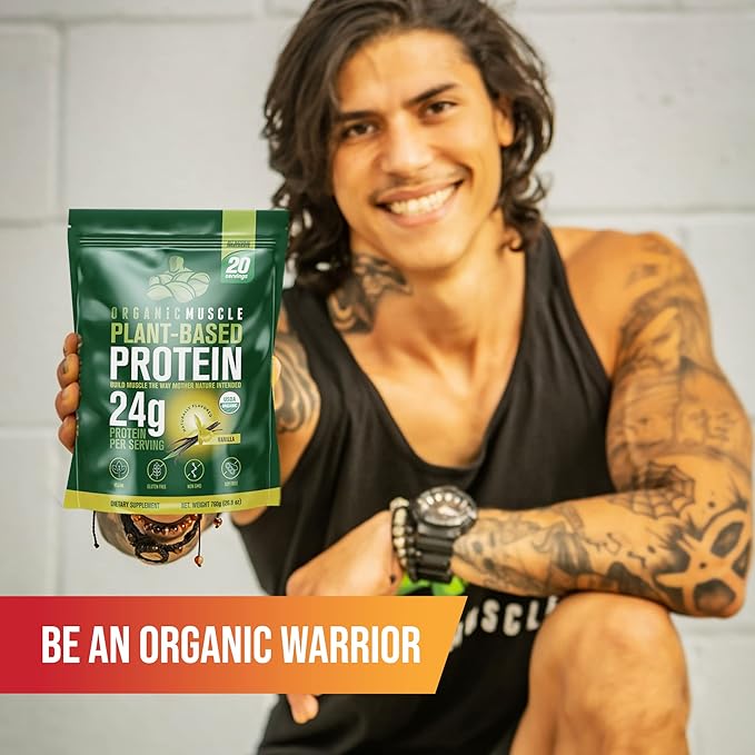 Organic Vegan Protein Powder - Plant Based Chocolate Protein Powder with Pea, Hemp, Brown Rice, Chia Seed & Amino Acids - Low Calorie for Muscle Growth & Speed Recovery by Organic Muscle
