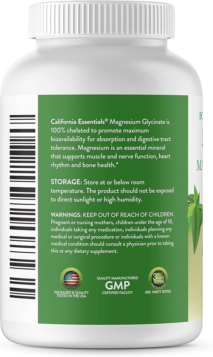 Magnesium Glycinate 400 - Chelated, High Absorption Magnesium for Muscle Relief, Bone & Heart Support -Vegan, Non-GMO, Gluten-Free 120 Tablets (Servings 60, Serving Size (2) 200mg Tablets)