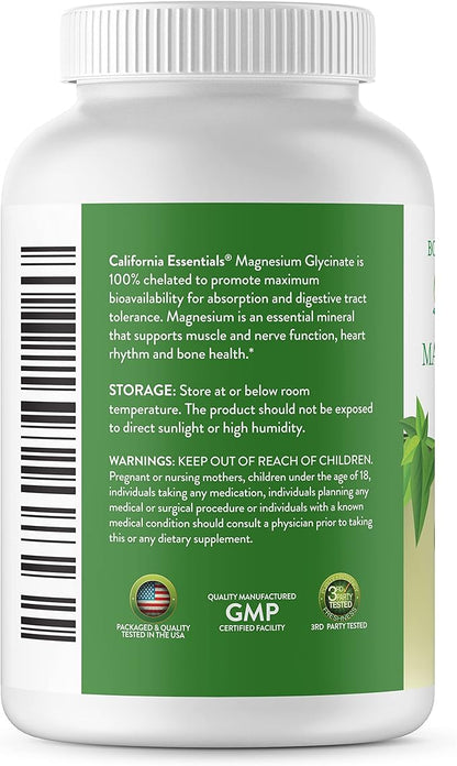 Magnesium Glycinate 400 - Chelated, High Absorption Magnesium for Muscle Relief, Bone & Heart Support -Vegan, Non-GMO, Gluten-Free 120 Tablets (Servings 60, Serving Size (2) 200mg Tablets)
