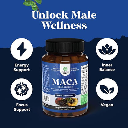 Potent Black Maca Root Capsules for Men - Herbal Wellness Supplement with Siberian Ginseng Ashwagandha and Black Maca Root - Men’s Wellness Supplement to Support General Health (Trial Size)