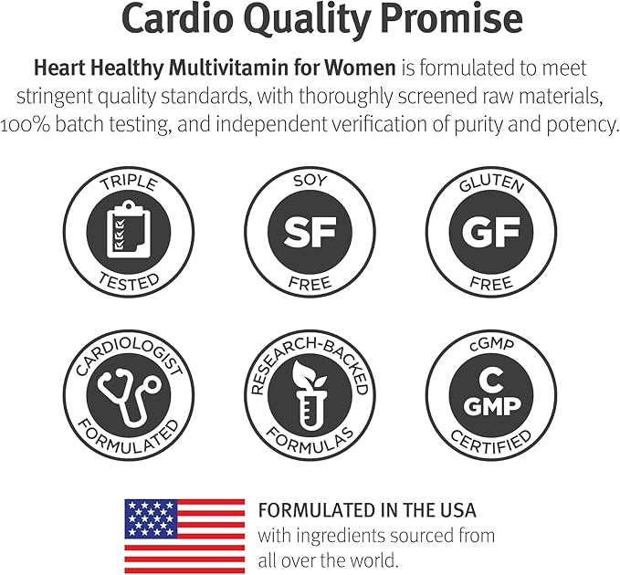 Dr. Sinatra Heart Healthy Multivitamin for Women with Vitamin D 1000 IU, A, B12, C, E, Biotin, Folate, and Zinc, 90 Tablets (30-Day Supply)