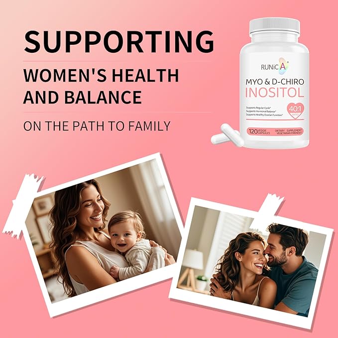 Inositol Supplement - Myo-Inositol & D-Chiro Inositol - 40:1 Ratio - Hormone Balance & Healthy Ovarian Support for Women - Vitamin B8-30 Day Supply