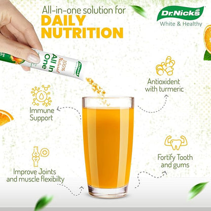 Dr. Nick's All-in-One Multivitamin Drink Mix Packets – for Everyday Vitality and Elite Oral Care – Dentist Formulated with Premium Non-GMO, Vegan, and Gluten-Free Ingredients – Orange Splash Flavor