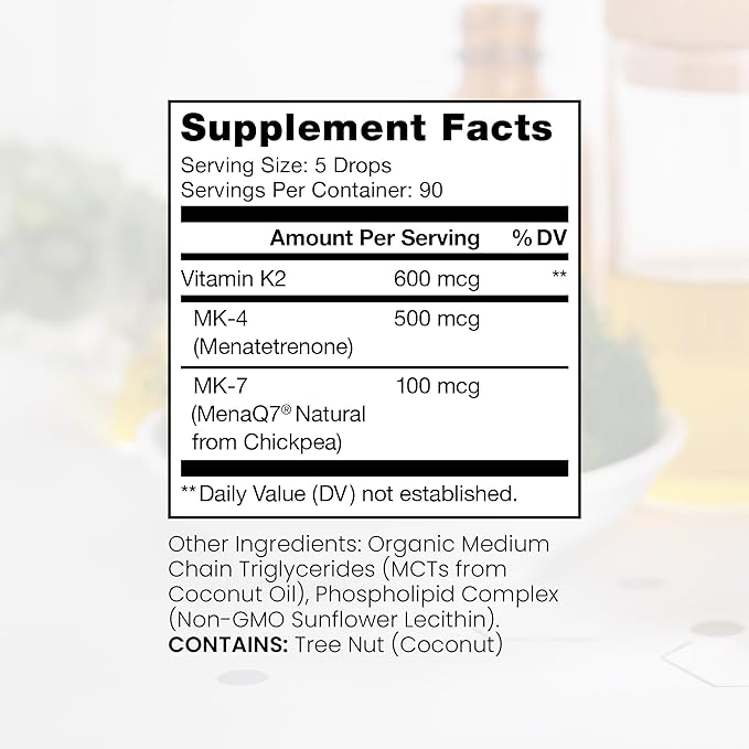 Pure Therapro Rx Ultimate K2 Supplement | Liquid Liposomal Vitamin K2 Drops | 90 Servings | 600mcg Vegan K2 as MK4 & MenaQ7 MK7 | Supports Bone Health, Heart Health, Skin & Hair | 10 mL