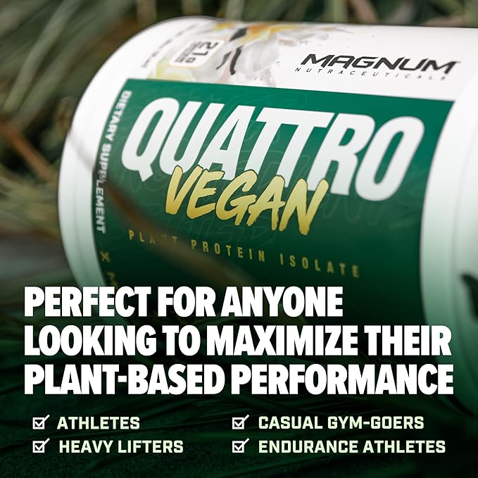 Magnum Nutraceuticals Quattro Vegan Protein Powder, Vanilla 2lb – Premium Plant-Based Protein Powder Isolate for Muscle Growth & Recovery