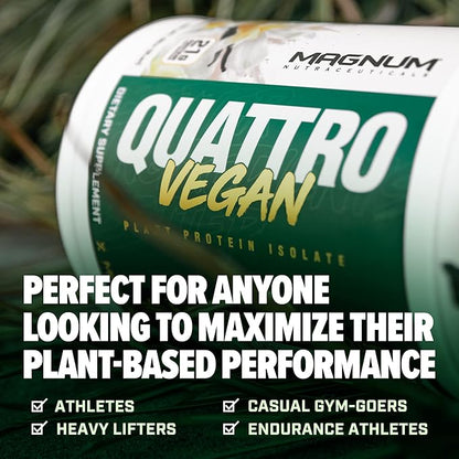 Magnum Nutraceuticals Quattro Vegan Protein Powder, Vanilla 2lb – Premium Plant-Based Protein Powder Isolate for Muscle Growth & Recovery
