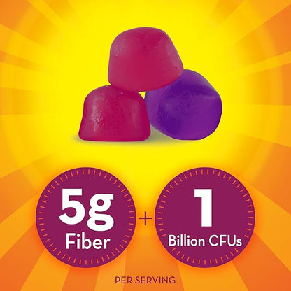 Metamucil Fiber Supplement Gummies with Probiotics for Bloating Relief, No Sugar Added Strawberry Kiwi BlackBerry Flavors, 5g Prebiotic Plant Based Fiber Blend, 90 Count