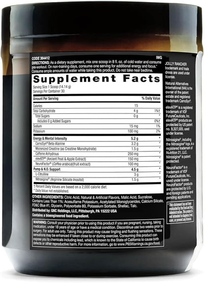 BEYOND RAW LIT | Clinically Dosed Pre-Workout Powder | Contains Caffeine, L-Citrulline, Beta-Alanine, and Nitric Oxide | Jolly Rancher Blue Raspberry | 30 Servings
