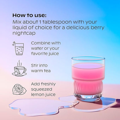 Wholier Magnesium Glycinate & Magnesium Citrate, Tart Cherry Juice, Chelated Calcium. Calming Nighttime Drink. Night Minerals.(30 Servings) Compostable Pouch