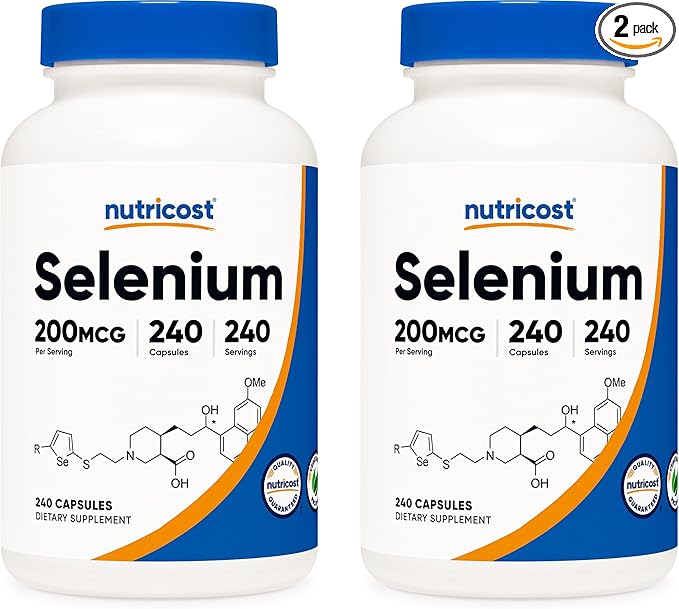 Nutricost Selenium 200mcg, 240 Veggie Caps (2 Bottles) - Non-GMO, Gluten Free L-Selenomethionine