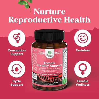 Fertility Supplement for Women with Prenatal Multivitamins - Female Fertility Support with Prenatal Choline Inositol Folate Chasteberry and CoQ10 Fertility Blend for Women to Promote Faster Conception