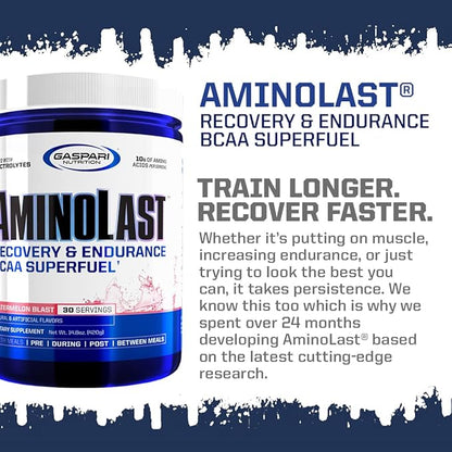 Gaspari Nutrition Aminolast, Recovery and Endurance BCAA Superfuel, 2:1:1 Amino Acid Ratio, Fueled with Electrolytes (30 Servings, Fruit Punch)