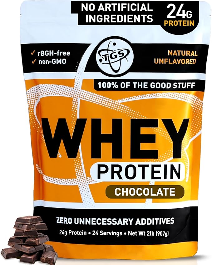 Whey Protein Powder Chocolate - 2lb - No Artificial Ingredients, Made in USA