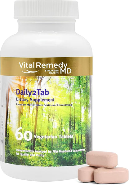 Multivitamin for Women & Men - Daily2Tab Multimineral Tablet with Antioxidants, Vitamin C, Vitamin D, Vitamin B12, Lycopene, Selenium and Much More for Health Support (60 Count)