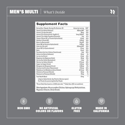 Health by Habit Mens Multi Supplement 2 Pack (120 Capsules) - 23 Essential Vitamins and Minerals, Supports General Health & Wellness, Non-GMO, Sugar Free (2 Pack)