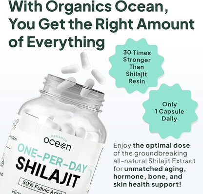 One-Per-Day Shilajit for Men and Women - Natural Shilajit Supplement for Age-Defying, Bone Strength, Hormone Support and More - 30 Shilajit Capsules