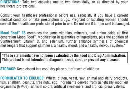 XYMOGEN Mood Food ES - Supports Calmness, Relaxation and a Healthy Mood with Active Folate, B Vitamins, 5-HTP, GABA, Minerals, Suntheanine L-Theanine, Selenium (120 Capsules)