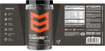 MTN OPS Enduro Trail Packs Nitric Oxide Supplement & Stim-Free Pre Workout - 20 Servings - with Magnesium Citrate, Beet Root Powder, Niacinamide, L Arginine & L Citrulline - Black Cherry Flavor