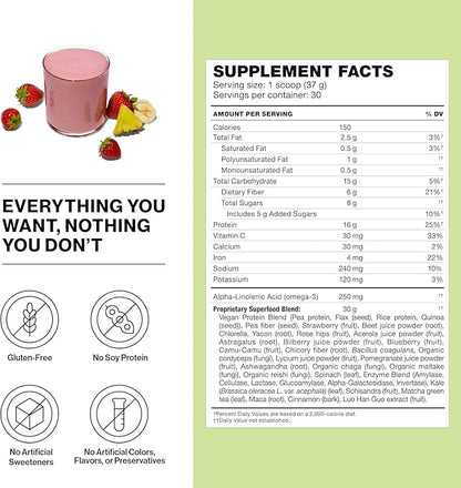 Shakeology Vegan Protein Powder - Gluten Free, Superfood Protein Shake - Helps Support Healthy Weight Loss, Lean Muscle Support, Manage Effects of Stress, Tropical Strawberry - 30 Serving Bag
