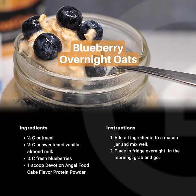 Devotion Nutrition Protein Powder Blend | Gluten Free, Keto Friendly, No Added Sugars | 1g MCT | 20g Whey & Micellar Protein | 12 Count Packets (Angel Food Cake)